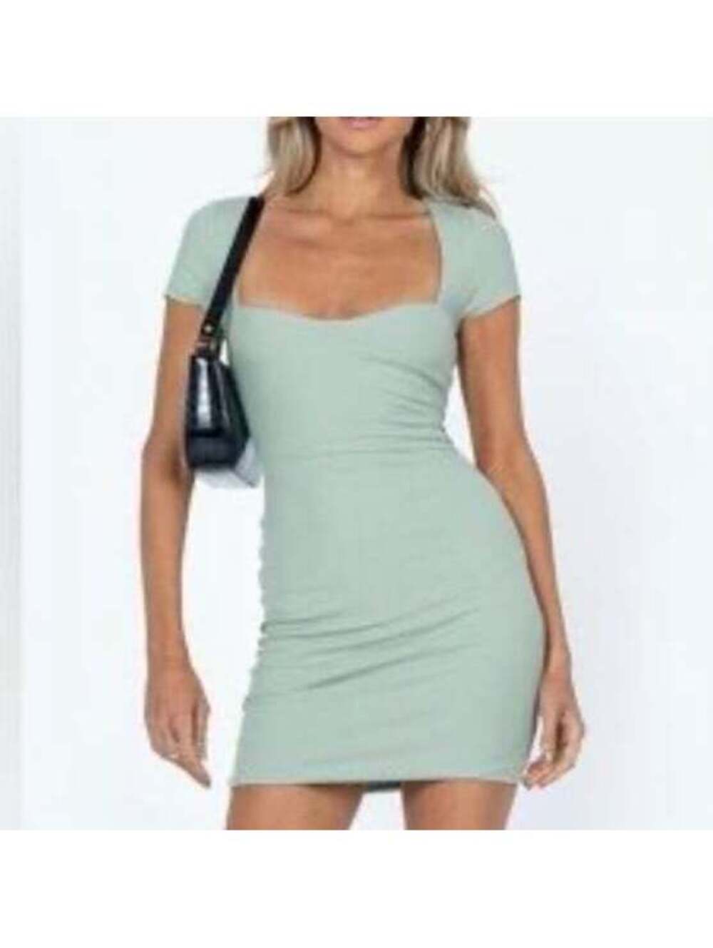 Princess Polly light green square neck short sleeve mini dress size 8